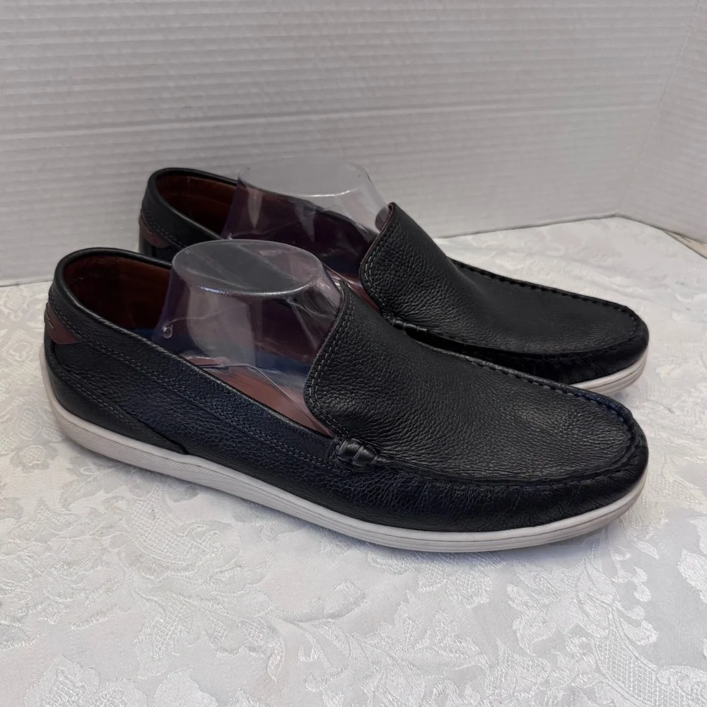 Johnston & Murphy 12M Black Leather Memory Foam Loafer Driving Moccasins Comfort
